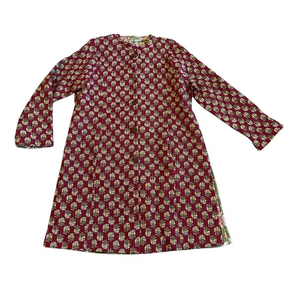 Winter Cotton Bohemian Reversible Quilted Jacket Long-Length Sweater Size Large - Picture 2 of 13